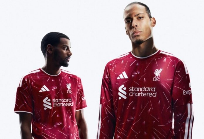 New 26/27 Liverpool home kit, modelled by Alexander Isak and Virgil van Dijk