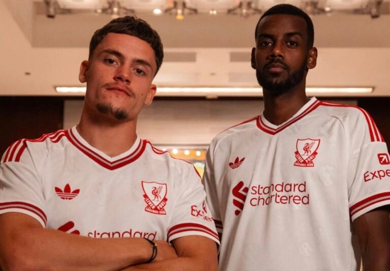 Florian Wirtz and Alexander Isak in new Liverpool away kit